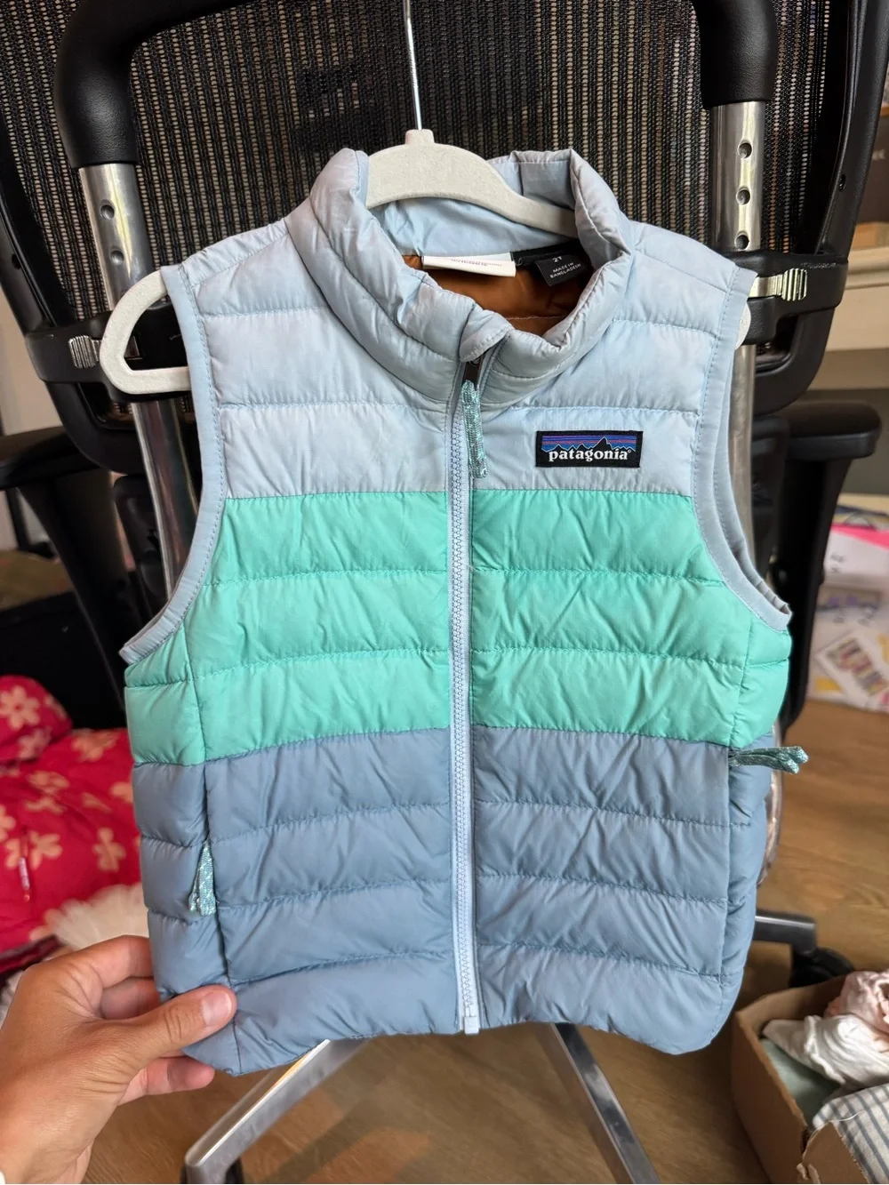 Patagonia Colorblock Puffer Vest - Light Blue, Mint & Sky